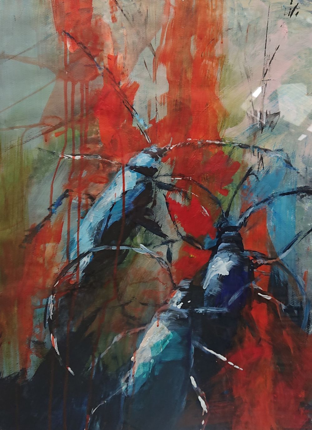 Bild von Franziska Morgner-Fanderl - Bockkäfer, Acryl, 50 x 70